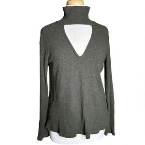 Forever 21 green keyhole mock neck sweater Size S rayon polyester spandex
